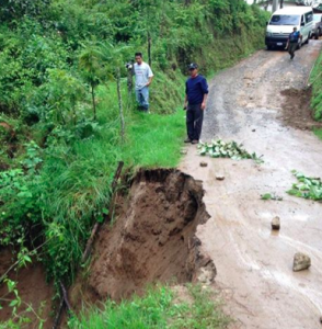 This is the road to ASELSI that washed out due to the rainstorms that have been drenching the region.